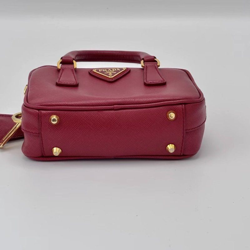 PRADA miniplume紅色肩背斜背殺手包15*10*5.5 98新配件鑰匙鎖-3