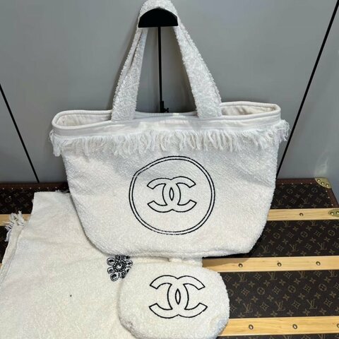 CHANEL 22A三合黑白子母沙灘托特包 59*40*20 98新