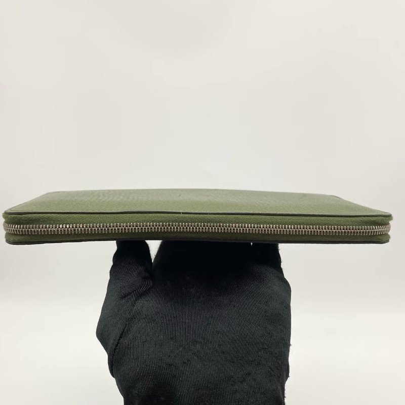 HERMES 橄欖綠銀扣長款錢包卡包11*20 98新-3