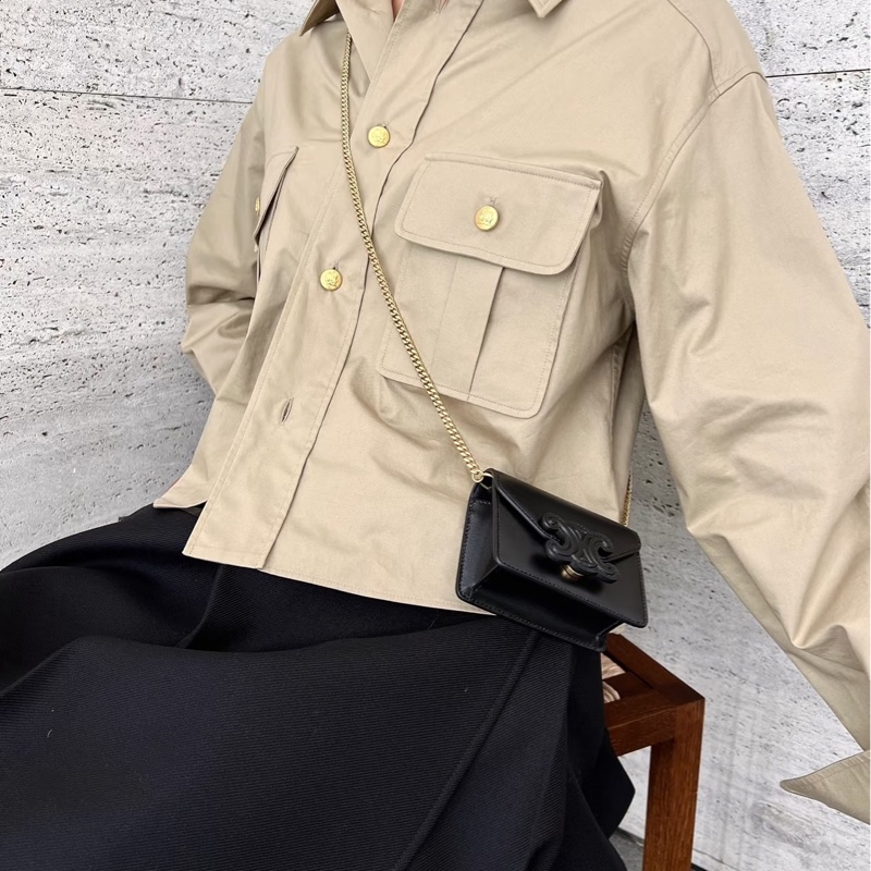 😎閒置品😎CELINE Triomphe 凱旋門 鏈條卡片包 (鏈條可拆)-3