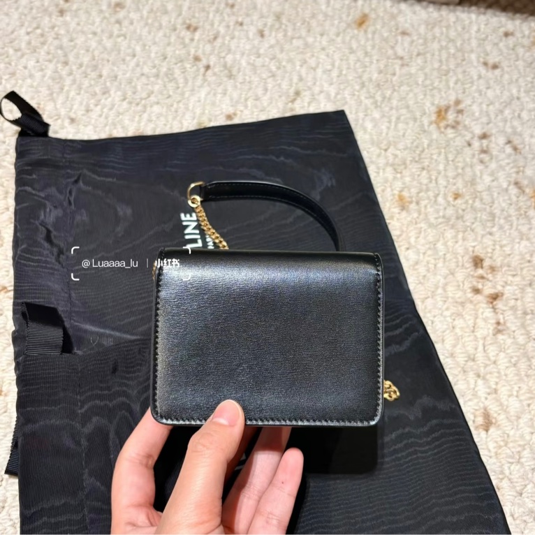 😎閒置品😎CELINE Triomphe 凱旋門 鏈條卡片包 (鏈條可拆)-11