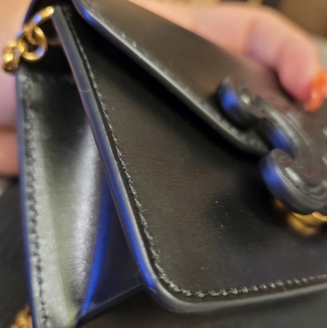 😎閒置品😎CELINE Triomphe 凱旋門 鏈條卡片包 (鏈條可拆)-15