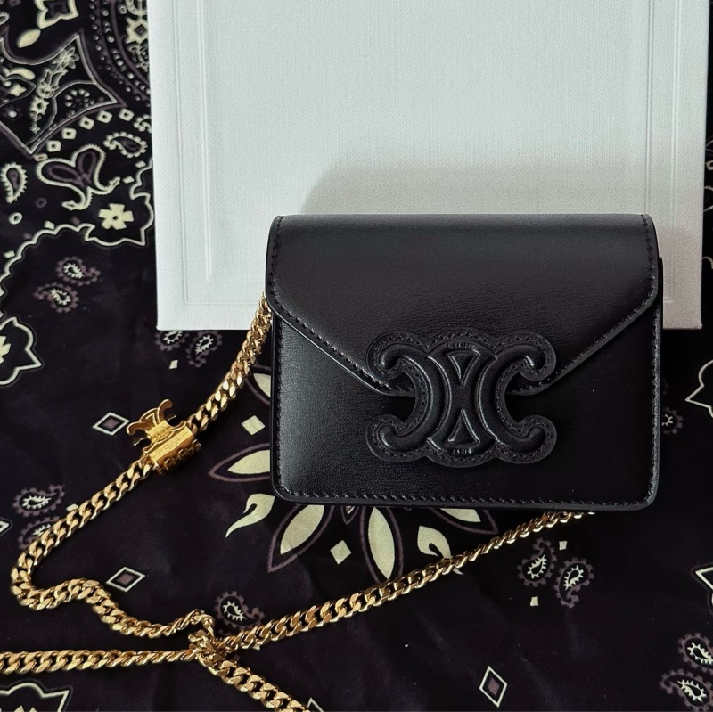 😎閒置品😎CELINE Triomphe 凱旋門 鏈條卡片包 (鏈條可拆)-21