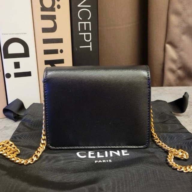 😎閒置品😎CELINE Triomphe 凱旋門 鏈條卡片包 (鏈條可拆)-26
