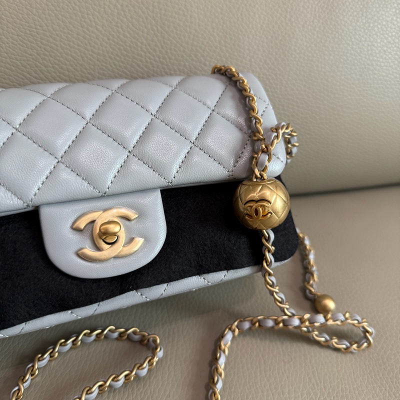 「M.Y精品」 全新 24K 小香 金球cf20 金球大mini 灰-5