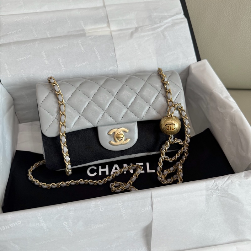 「M.Y精品」 全新 24K 小香 金球cf20 金球大mini 灰-10