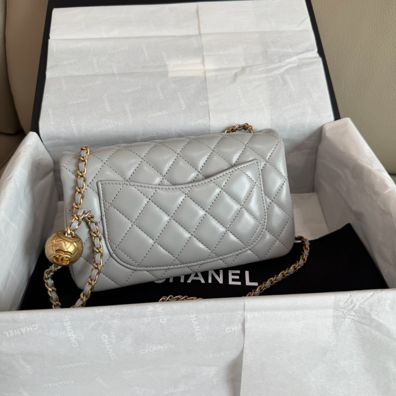 「M.Y精品」 全新 24K 小香 金球cf20 金球大mini 灰-13