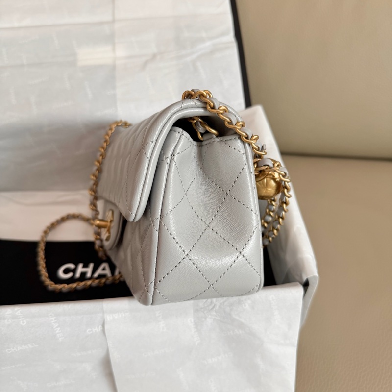 「M.Y精品」 全新 24K 小香 金球cf20 金球大mini 灰-17