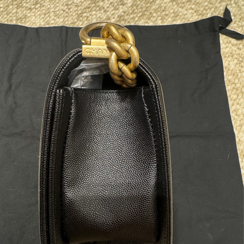 【✨99%新】Chanel Leboy caviar medium black gold 黑金中號魚子醬 leboy-6