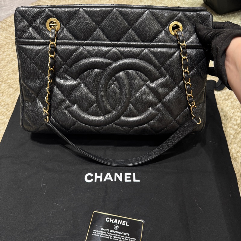 90%新 Chanel GST Medium 中號黑金魚子醬-0