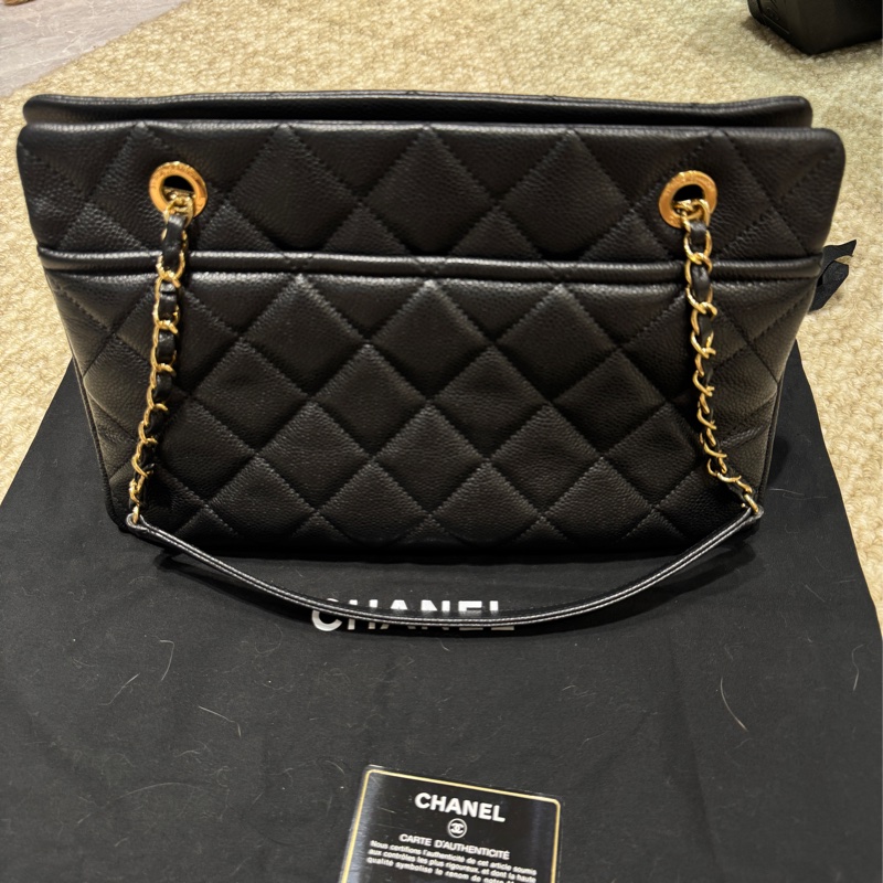90%新 Chanel GST Medium 中號黑金魚子醬-1