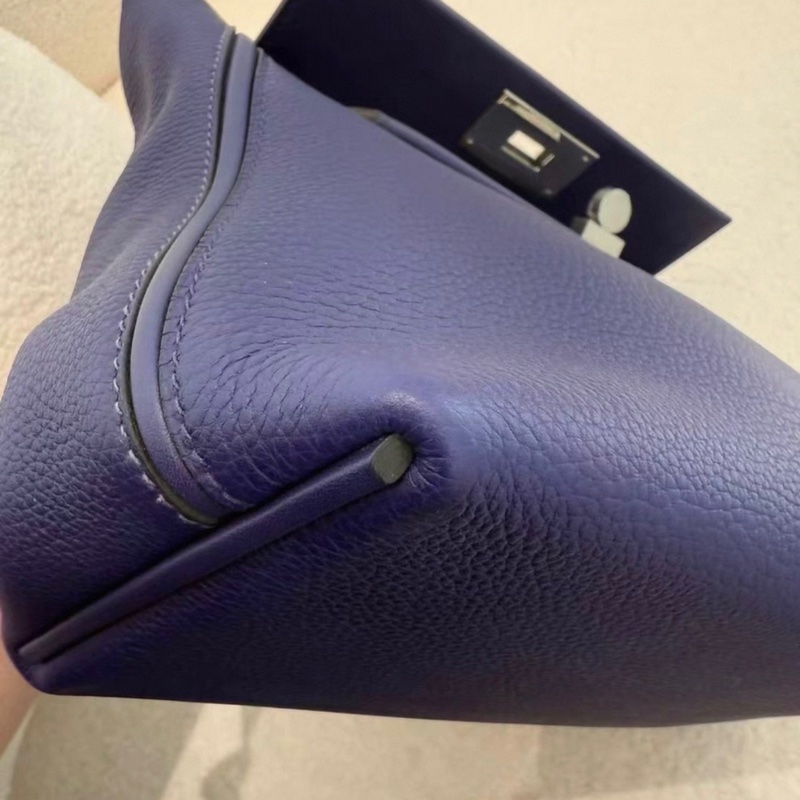 全新 Hermes 2424 29cm 墨水藍 銀扣 D刻 配件:肩帶/塵袋/收據-5