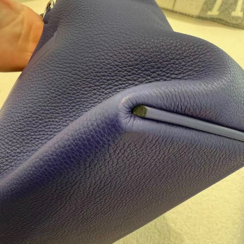 全新 Hermes 2424 29cm 墨水藍 銀扣 D刻 配件:肩帶/塵袋/收據-6