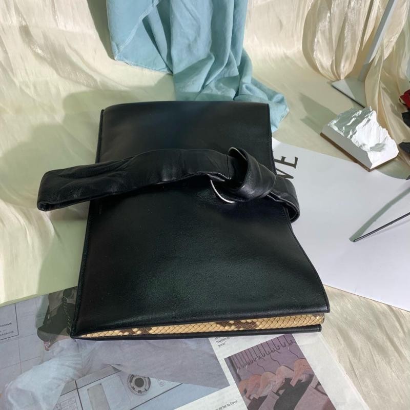 CELINE 賽琳 羊皮拼皮純色手拿包 黑色-5