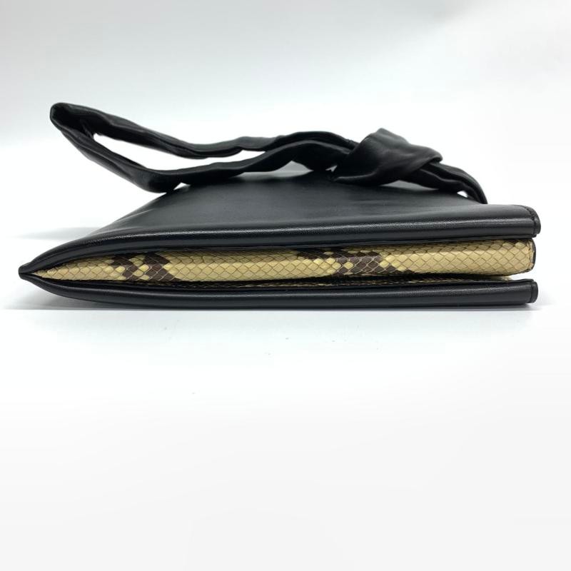 CELINE 賽琳 羊皮拼皮純色手拿包 黑色-8