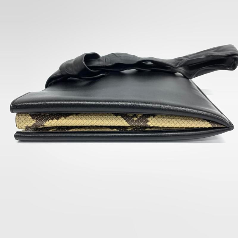 CELINE 賽琳 羊皮拼皮純色手拿包 黑色-9