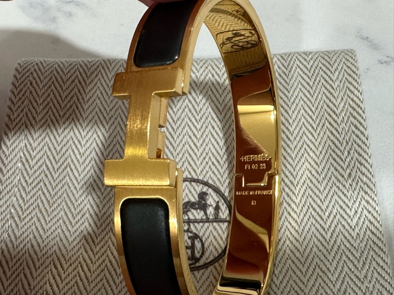 Hermes clic hh 手環 男  黑金色 官網購入-4