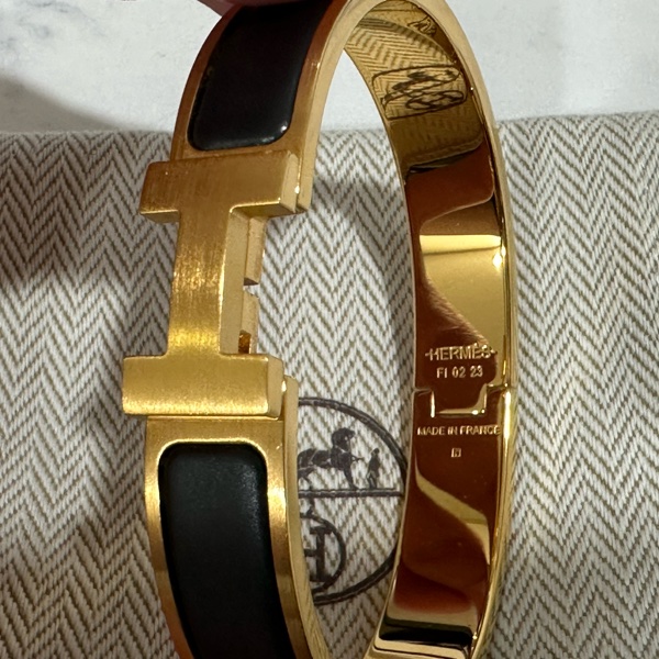 Hermes clic hh 手環 男  黑金色 官網購入-10