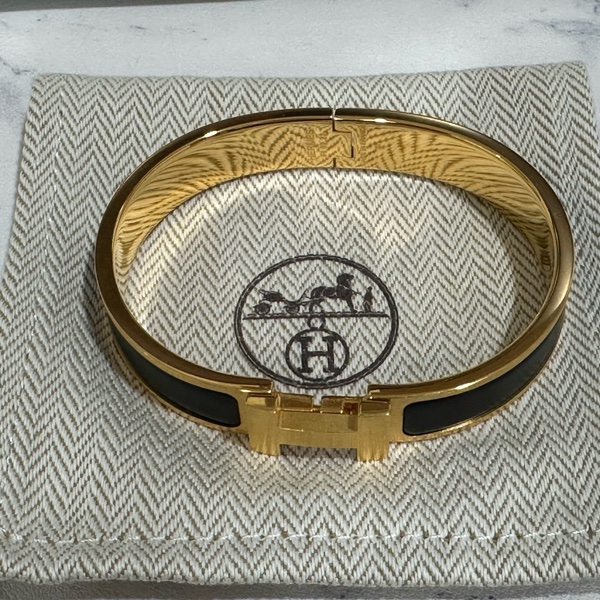 Hermes clic hh 手環 男  黑金色 官網購入-11