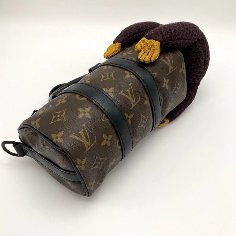 LV 老花Keepall肩背斜背包猴子包 芯片款 21*12*9 98新配件塵袋-3
