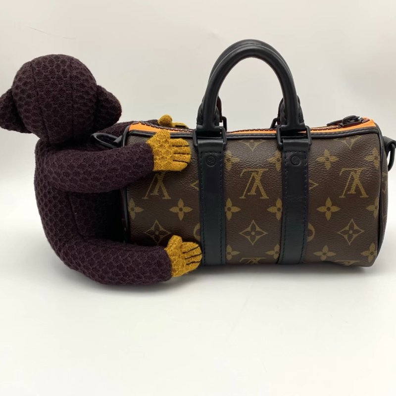 LV 老花Keepall肩背斜背包猴子包 芯片款 21*12*9 98新配件塵袋-5