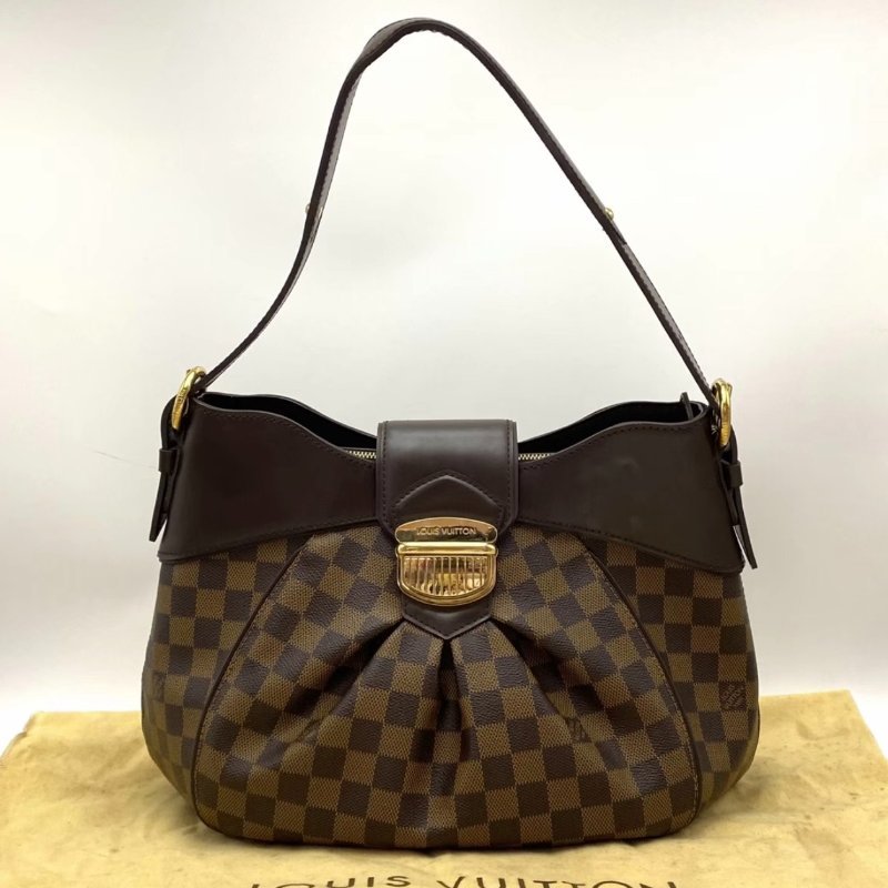 LV 棕棋盤手提肩背南瓜包 45*24*16 98新配件塵袋-0