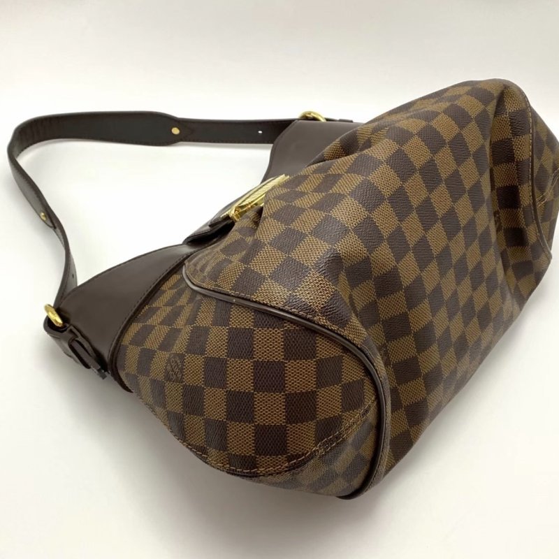 LV 棕棋盤手提肩背南瓜包 45*24*16 98新配件塵袋-4