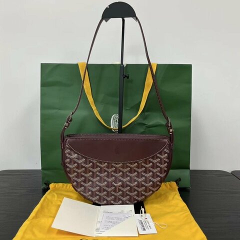 GOYARD Hirondelle Y字老花酒紅色肩背斜背燕子包25*17*6 98新配件塵袋吊牌購證