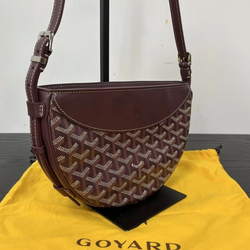 GOYARD Hirondelle Y字老花酒紅色肩背斜背燕子包25*17*6 98新配件塵袋吊牌購證-1