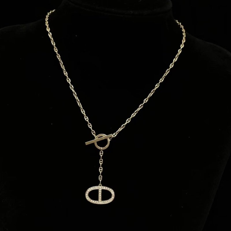 HERMES SH玫瑰金滿鑽豬鼻子項鍊 鏈長41cm 98新配件盒子-3