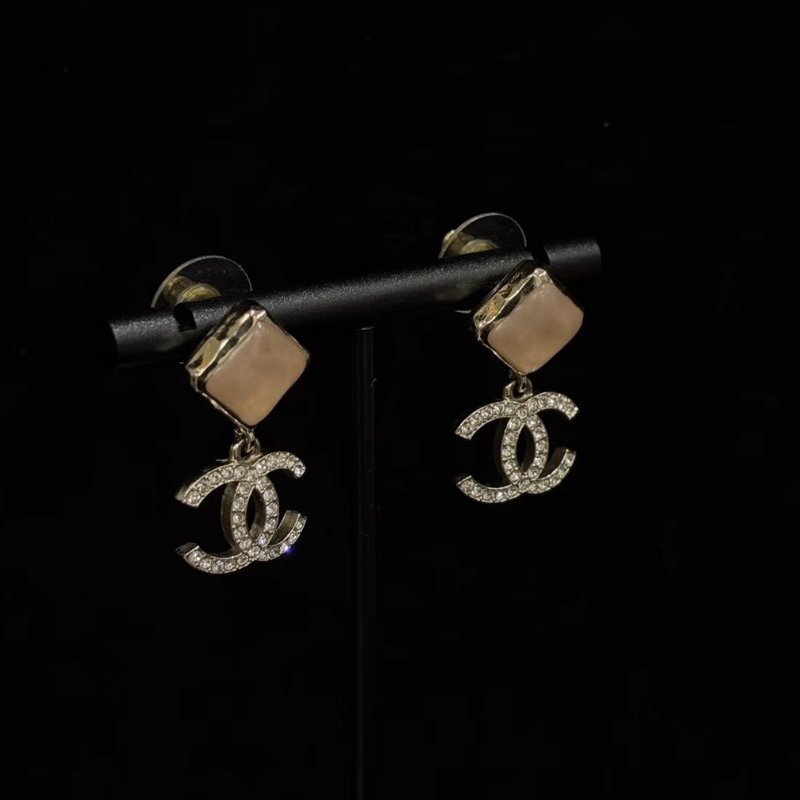 CHANEL 22B方形雙C鑲鑽耳釘 98新配件盒子-1