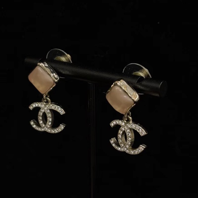 CHANEL 22B方形雙C鑲鑽耳釘 98新配件盒子-2