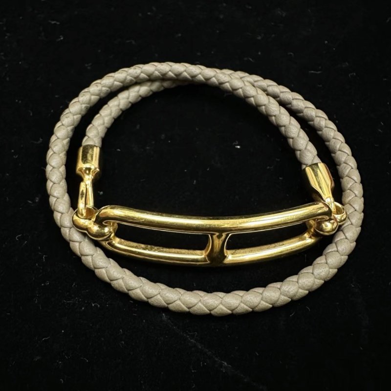 HERMES Roulis大象灰豬鼻子雙圈手繩 鏈長31.5cm 98新配件盒子塵袋-1