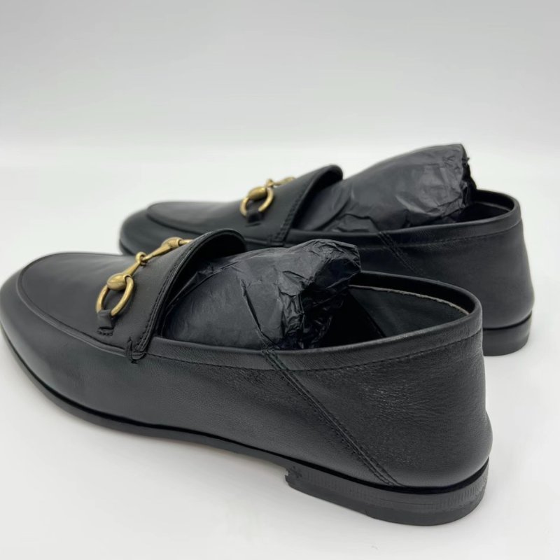 GUCCI 黑金馬蹄扣樂福鞋 35號 全新閒置配件塵袋-2