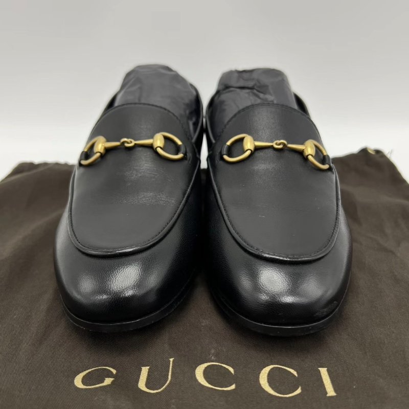 GUCCI 黑金馬蹄扣樂福鞋 35號 全新閒置配件塵袋-3