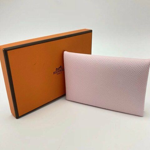 HERMES 櫻花粉CalviDuo短卡包 10.5*7*1 全新閒置配件盒子