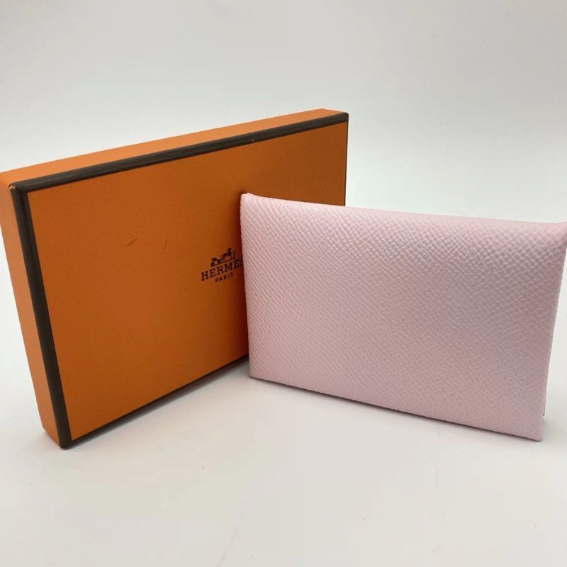 HERMES 櫻花粉CalviDuo短卡包 10.5*7*1 全新閒置配件盒子-0