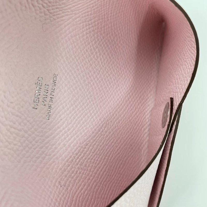 HERMES 櫻花粉CalviDuo短卡包 10.5*7*1 全新閒置配件盒子-1