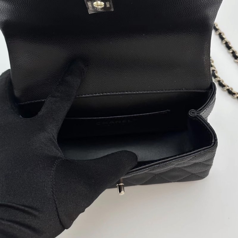 CHANEL 黑金荔枝紋25S coco crush手柄款手提肩背斜背鏈條包 18*13*7 全新閒置配件盒子塵袋-1