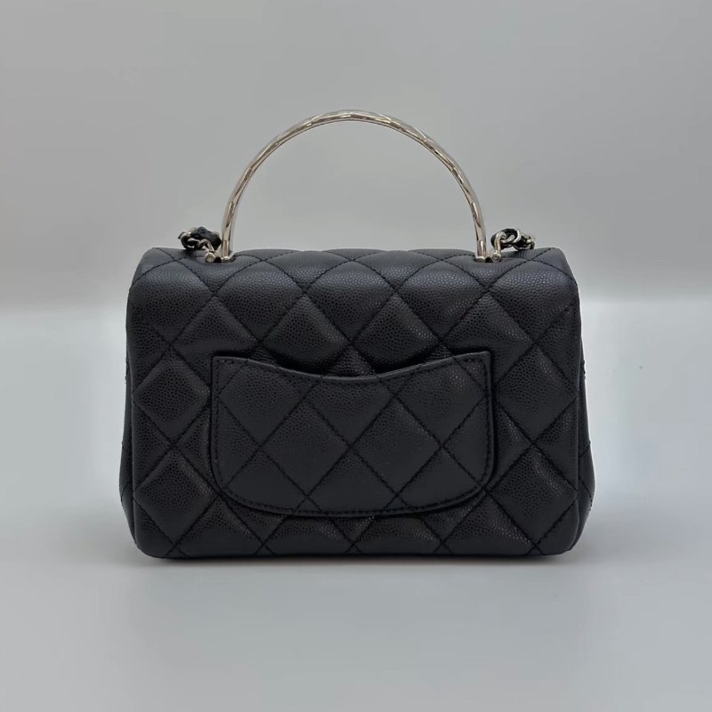 CHANEL 黑金荔枝紋25S coco crush手柄款手提肩背斜背鏈條包 18*13*7 全新閒置配件盒子塵袋-5