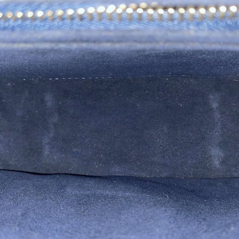 LV 藍色銀扣水波紋手提肩背斜背包22*17*7.5 98新配件塵袋-1