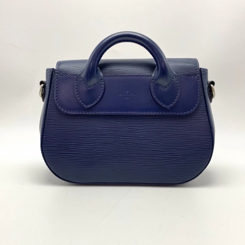 LV 藍色銀扣水波紋手提肩背斜背包22*17*7.5 98新配件塵袋-5