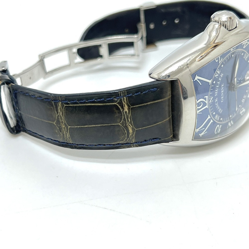 弗蘭克·穆勒 (FRANCK MULLER) 8080SCDTMAR Tonneau Curvex Mariner 藍色牛仔自動腕錶，不銹鋼材質，女士款，銀色-11