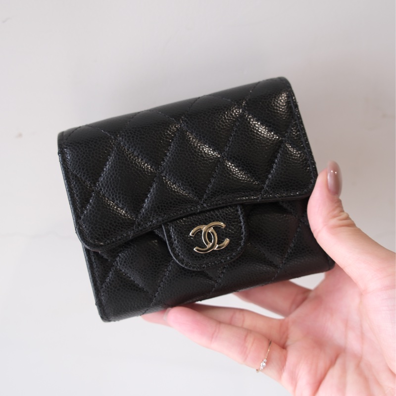 售全新CHANEL黑色魚子醬錢包-3