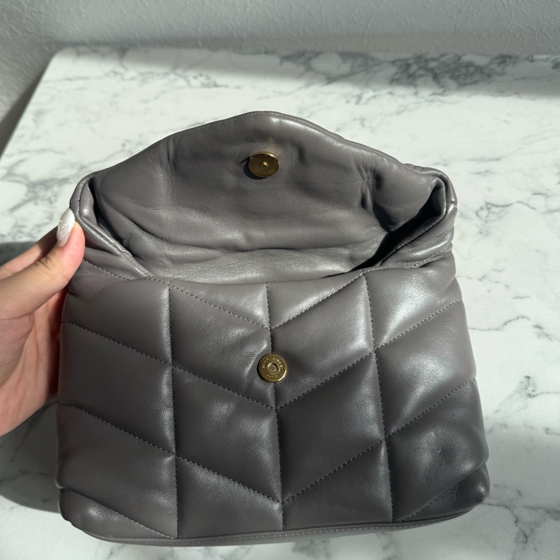 Ysl灰色金logo雲朵包-11