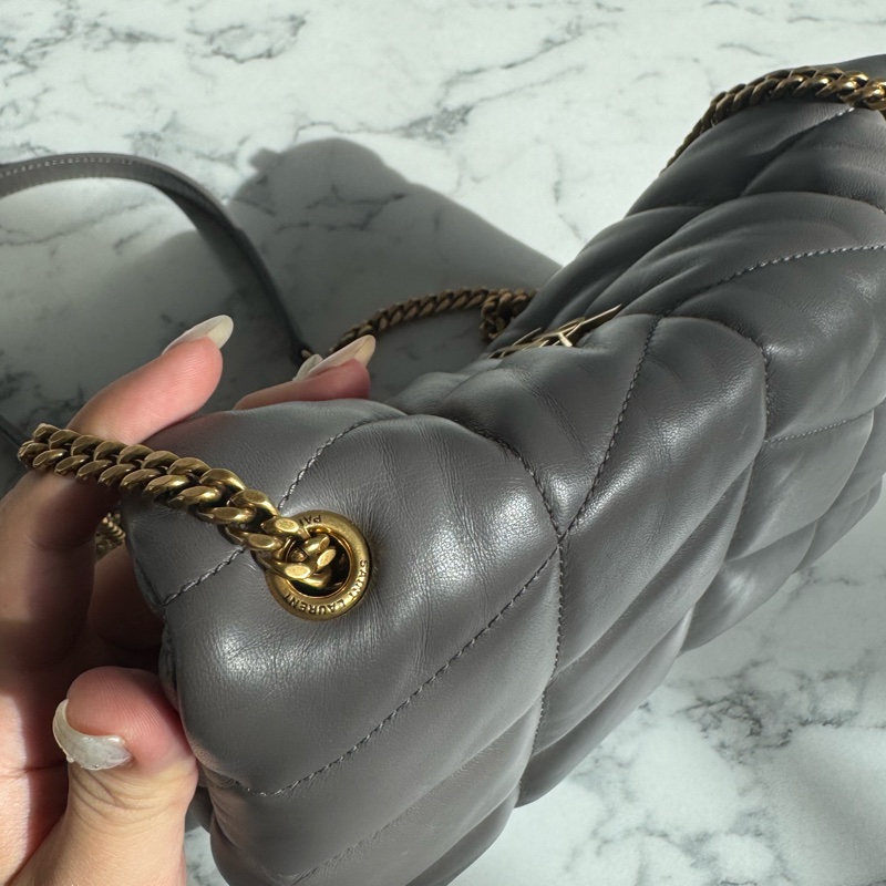 Ysl灰色金logo雲朵包-34