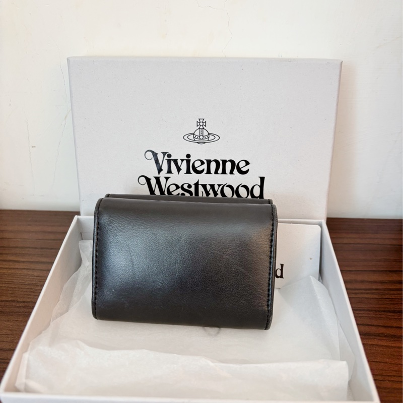 vivienne westwood 小羊皮黑色藍土星短夾-8