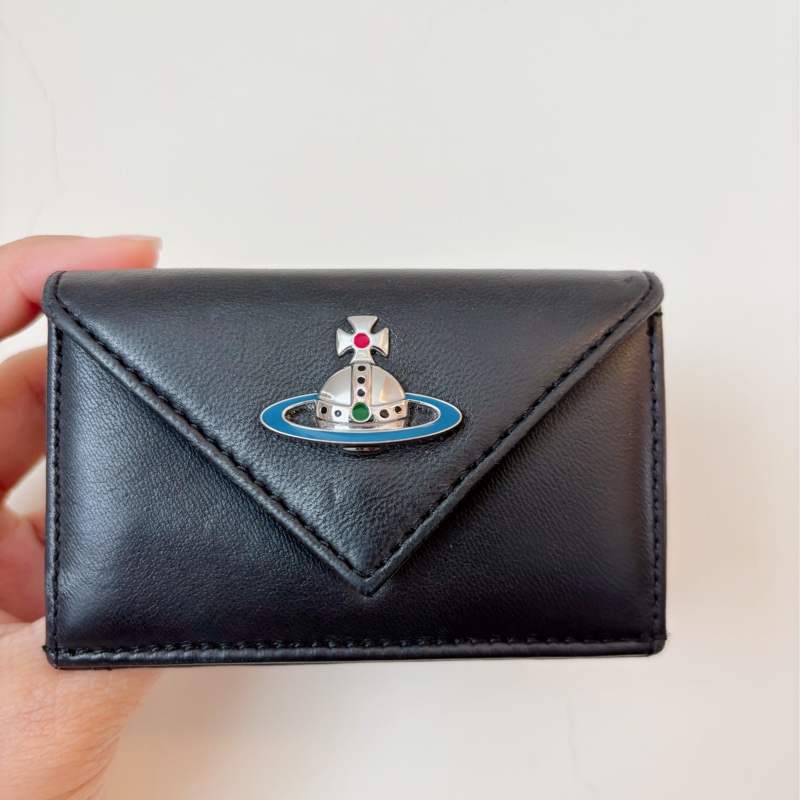 vivienne westwood 小羊皮黑色藍土星短夾-13