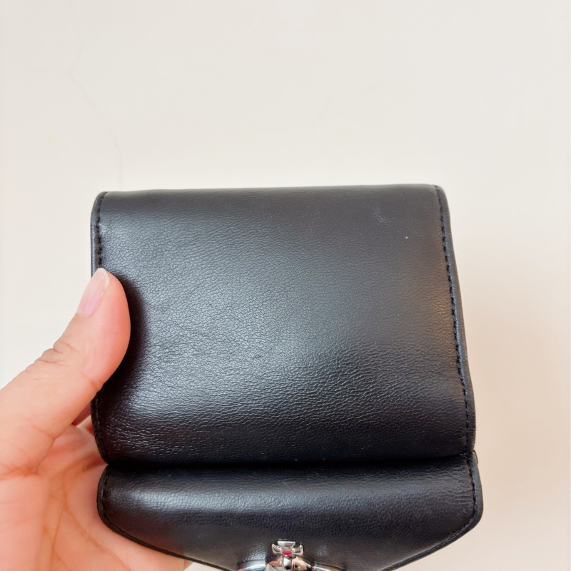 vivienne westwood 小羊皮黑色藍土星短夾-16