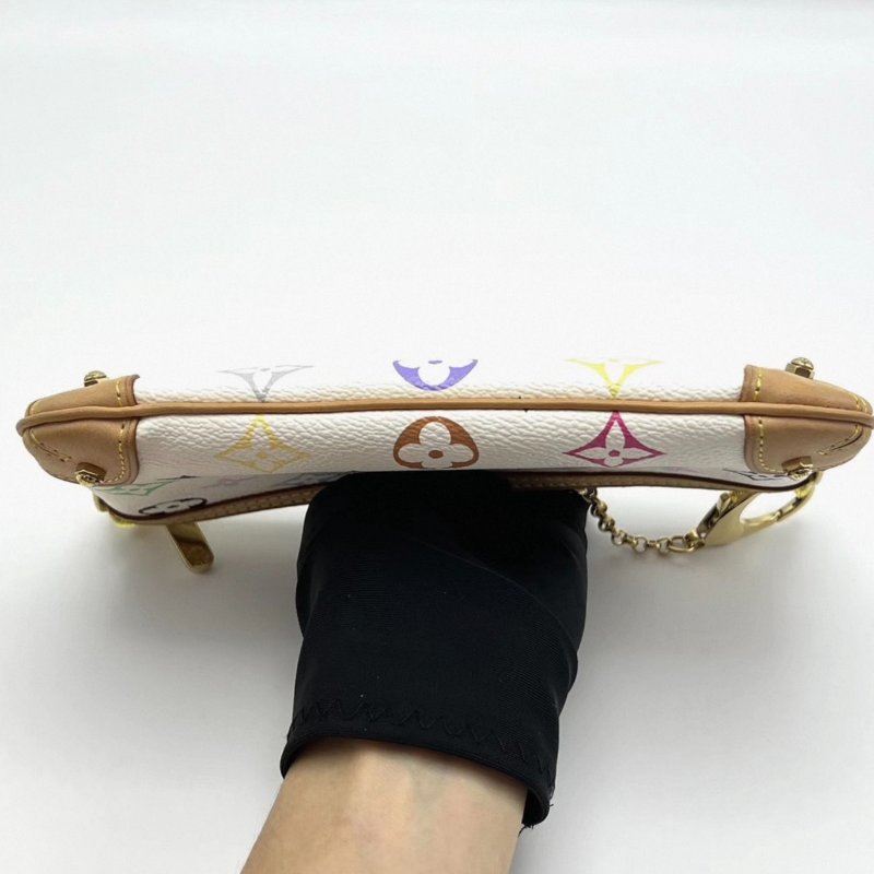 LV 村上隆聯名白三彩麻將包 20*11*1 98新配件塵袋-3